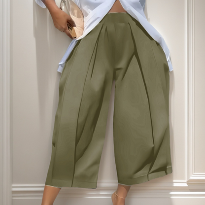 👖 50% OFF NOW!✨ Women's Pleated Wide-Leg Pants – Elastic Waist & Cropped – Chic & Comfy 🌿