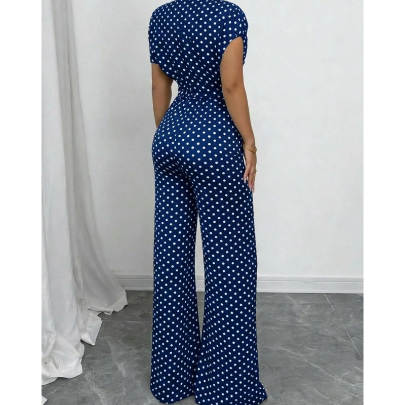 👖 LIMITED-TIME 50% OFF! ✨ Elegant Asymmetrical Polka Dot Jumpsuit – Wide Leg, Waist Tie, 3 Colors 🍷