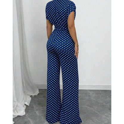 👖 LIMITED-TIME 50% OFF! ✨ Elegant Asymmetrical Polka Dot Jumpsuit – Wide Leg, Waist Tie, 3 Colors 🍷