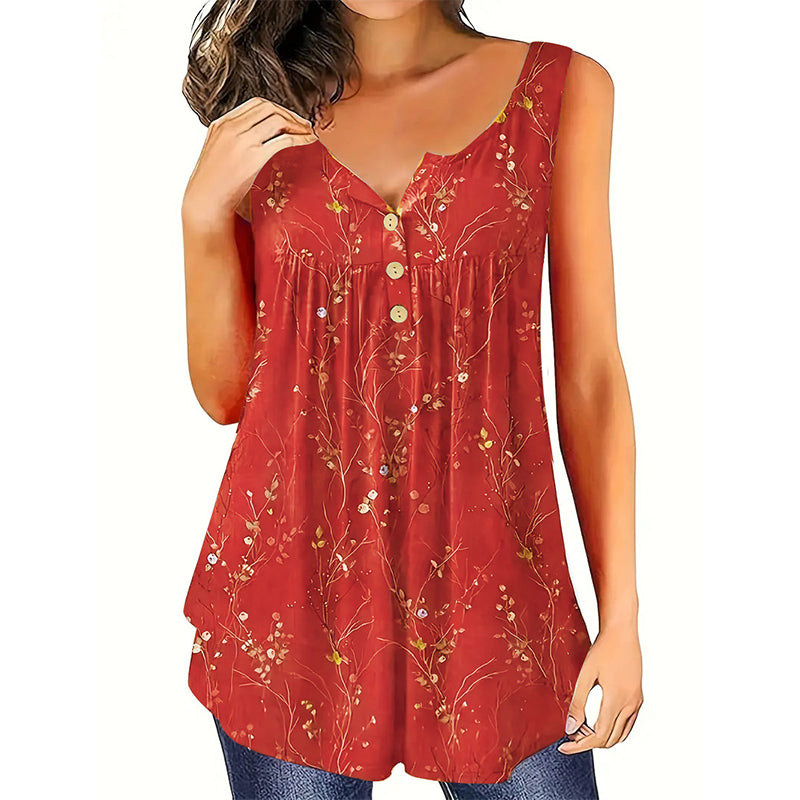 Women's Sleeveless Top with Button Detail