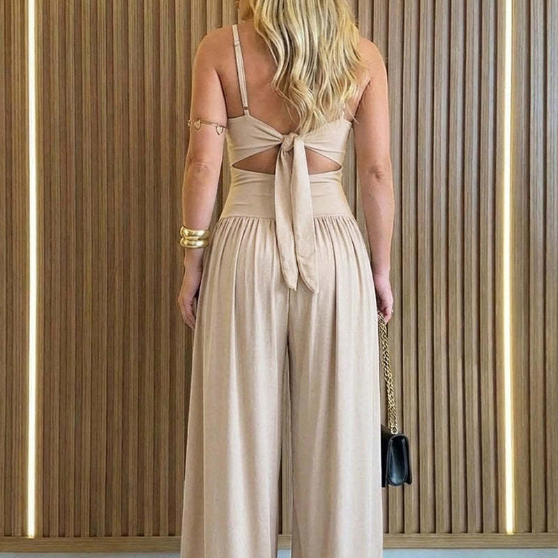 ⏳Time-Limited Special⏰Sleeveless Cutout Wide-Leg Jumpsuit with Adjustable Back Tie – Alluring, Flowy, Sophisticated 🌴