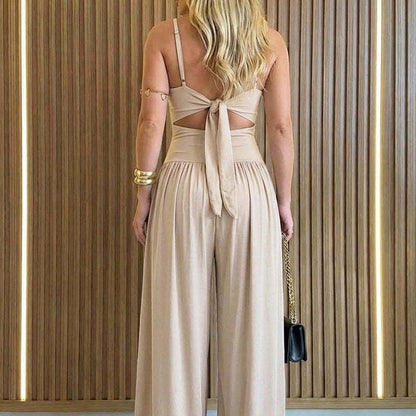 ⏳Time-Limited Special⏰Sleeveless Cutout Wide-Leg Jumpsuit with Adjustable Back Tie – Alluring, Flowy, Sophisticated 🌴