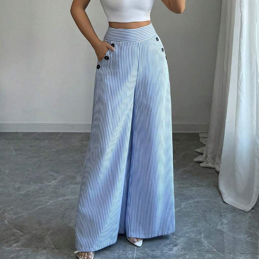 ⏳Time-Limited Special⏰High-Waist Striped Wide-Leg Trousers