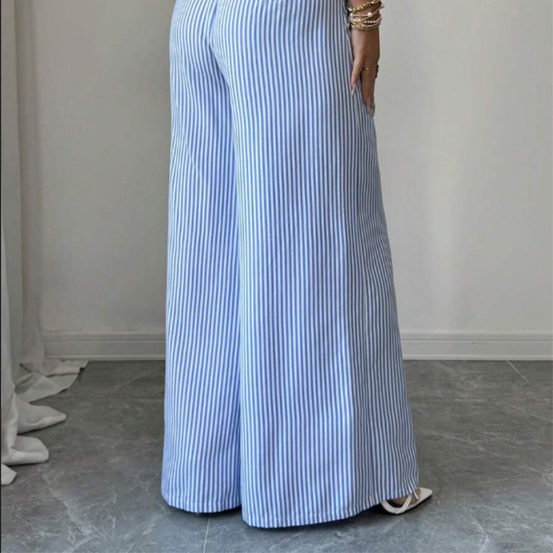 ⏳Time-Limited Special⏰High-Waist Striped Wide-Leg Trousers