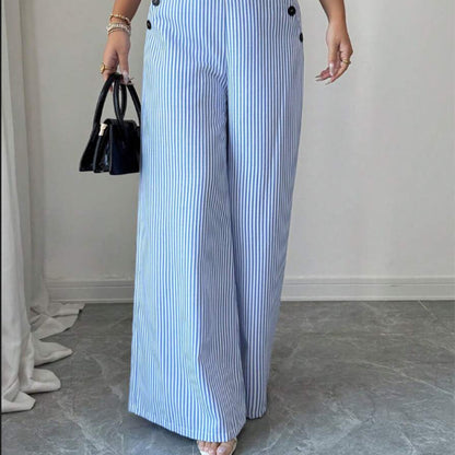 ⏳Time-Limited Special⏰High-Waist Striped Wide-Leg Trousers