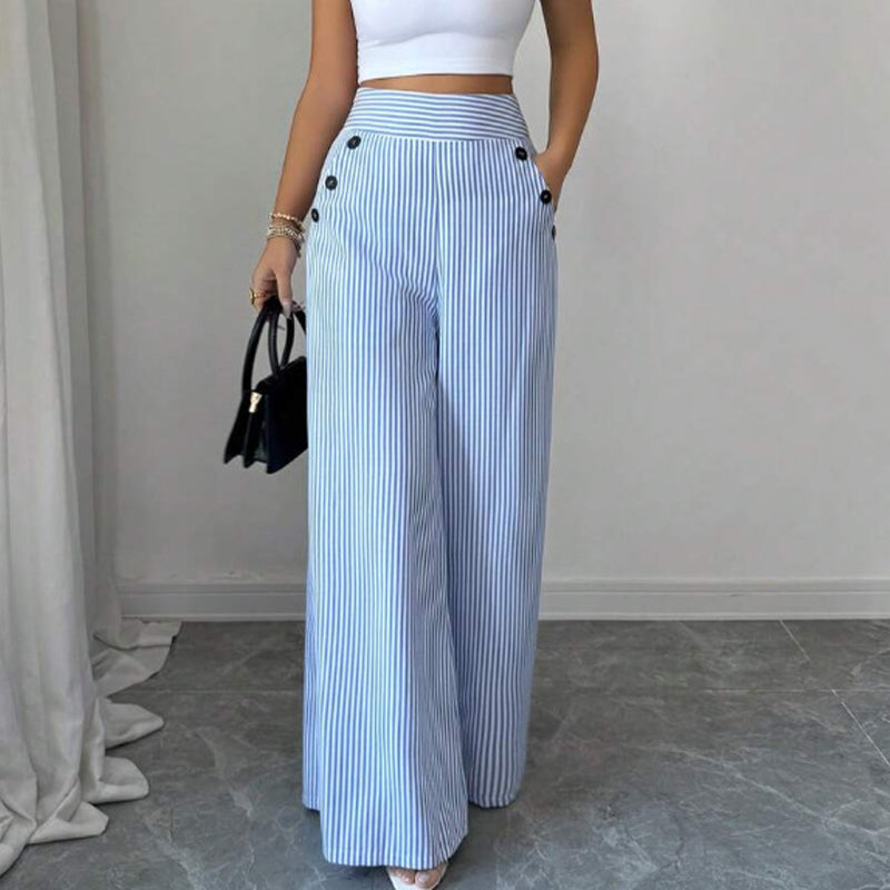 ⏳Time-Limited Special⏰High-Waist Striped Wide-Leg Trousers