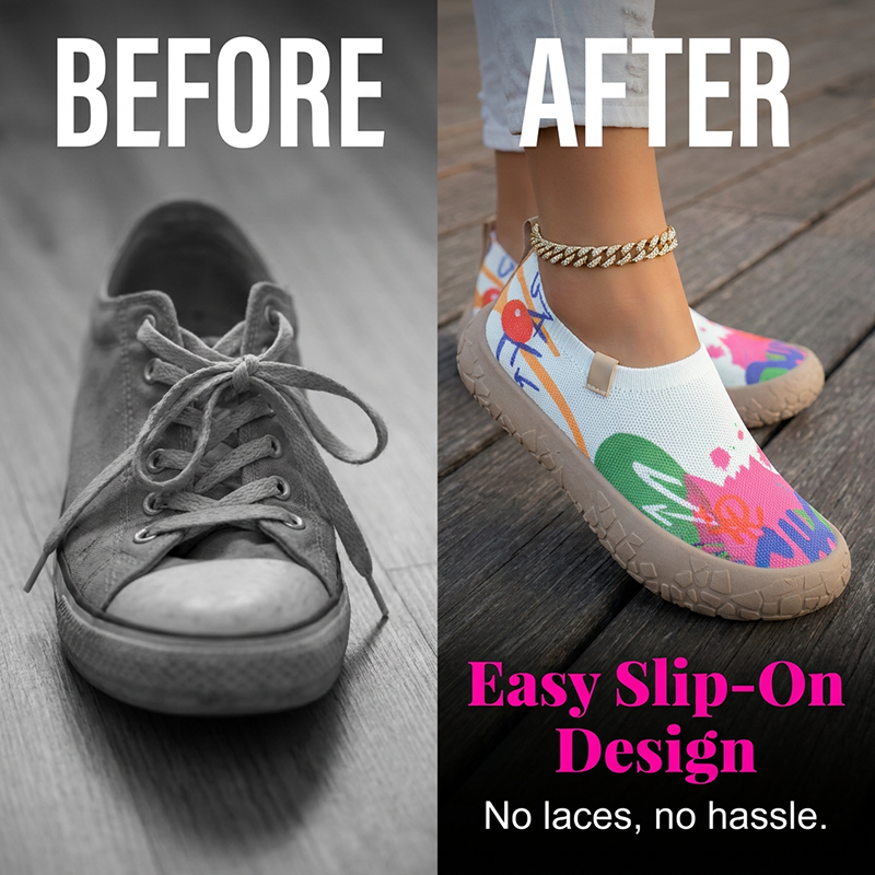 👟 LIMITED-TIME 50% OFF! ⚡ Lightweight Fashion Walking Shoes for Women – Breathable Knit, Flexible Sole, Slip-On Comfort ✨