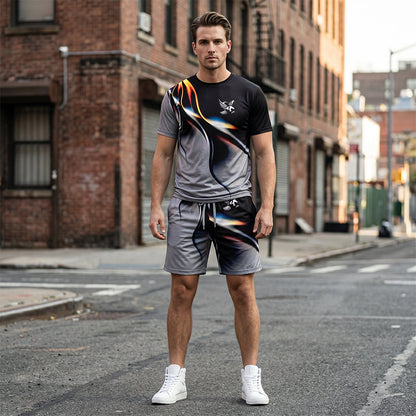⏳🔥LIMITED-TIME 50% OFF! 👕 Men’s Abstract Print T-Shirt & Shorts Set – Bold Style & Summer Comfort ✨