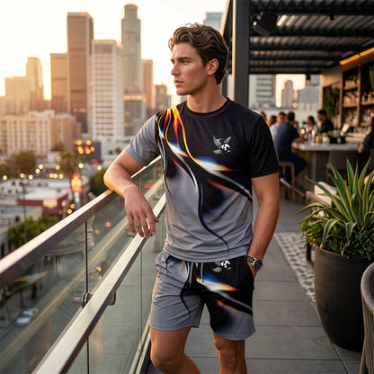 ⏳🔥LIMITED-TIME 50% OFF! 👕 Men’s Abstract Print T-Shirt & Shorts Set – Bold Style & Summer Comfort ✨
