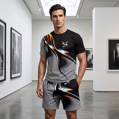 ⏳🔥LIMITED-TIME 50% OFF! 👕 Men’s Abstract Print T-Shirt & Shorts Set – Bold Style & Summer Comfort ✨