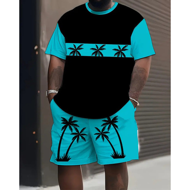 Men's Summer Print Top & Shorts Set