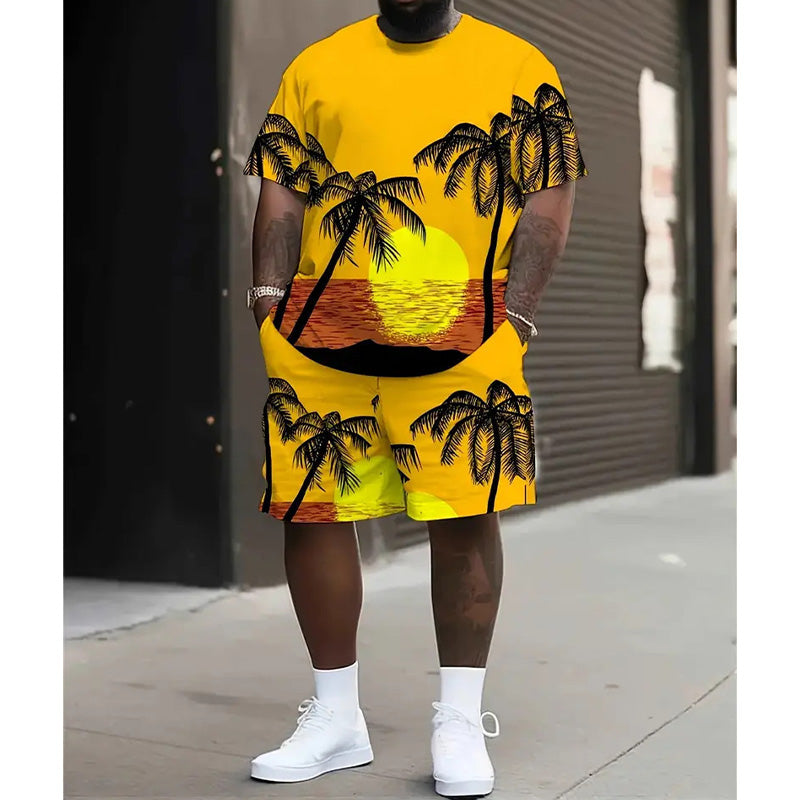 Men's Summer Print Top & Shorts Set