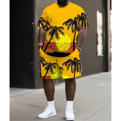Men's Summer Print Top & Shorts Set