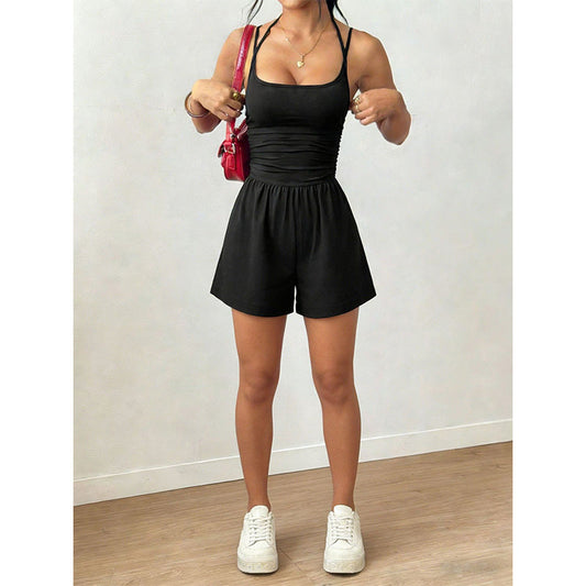 Women's Casual Spaghetti Strap Short Jumpsuit
