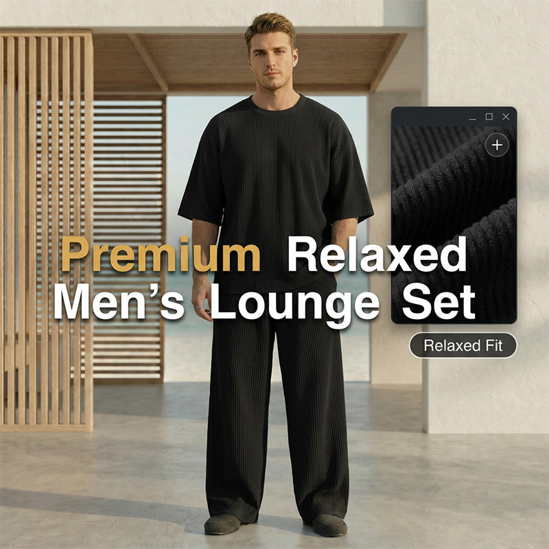 🏀 LIMITED-TIME 50% OFF! ✨ Men's Pleated Tracksuit – Ribbed, Wrinkle-Resistant, Lounge Set 🍂