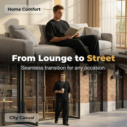 🏀 LIMITED-TIME 50% OFF! ✨ Men's Pleated Tracksuit – Ribbed, Wrinkle-Resistant, Lounge Set 🍂