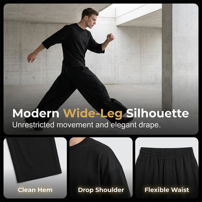 🏀 LIMITED-TIME 50% OFF! ✨ Men's Pleated Tracksuit – Ribbed, Wrinkle-Resistant, Lounge Set 🍂