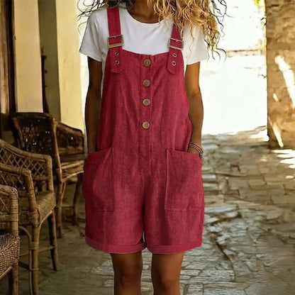 📢📢50% OFF !! ⏰Retro Solid Color Romper with Adjustable Straps