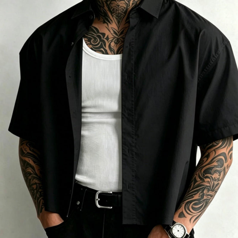 🔥LIMITED-TIME 50% OFF! 👔 Men’s Minimalist Short Sleeve Button-Up Shirt – Sleek, Stylish & Effortless ✨