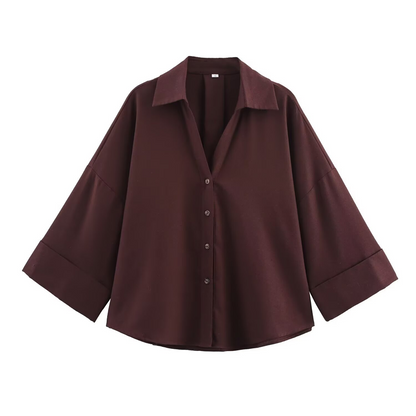 Women's Breathable Wide-Sleeve Casual Shirt