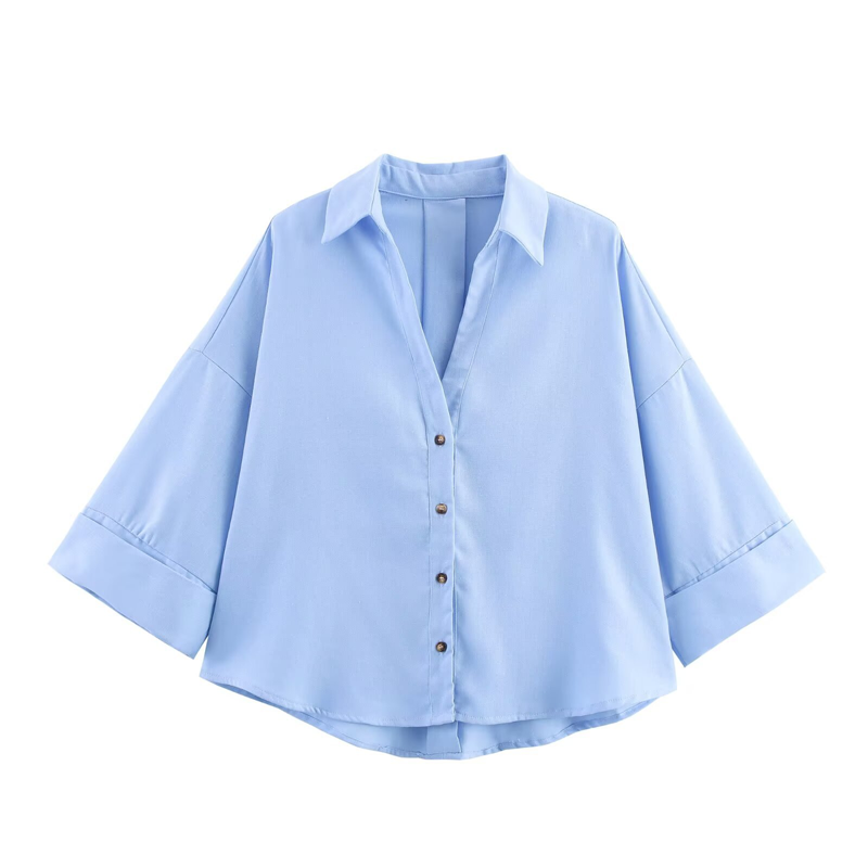 Women's Breathable Wide-Sleeve Casual Shirt