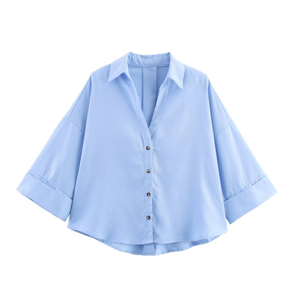 Women's Breathable Wide-Sleeve Casual Shirt