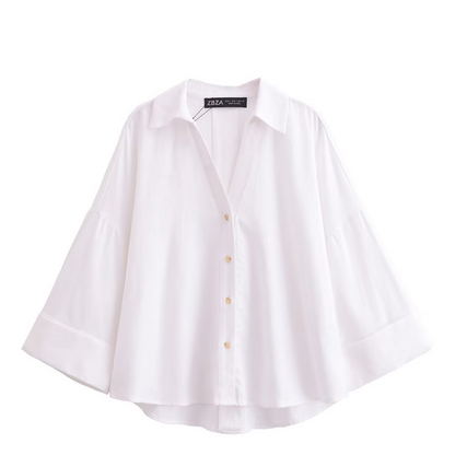 Women's Breathable Wide-Sleeve Casual Shirt
