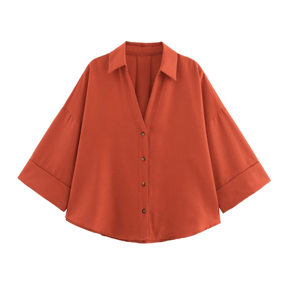 Women's Breathable Wide-Sleeve Casual Shirt