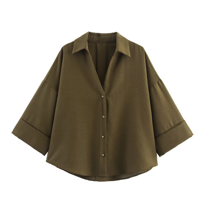 Women's Breathable Wide-Sleeve Casual Shirt