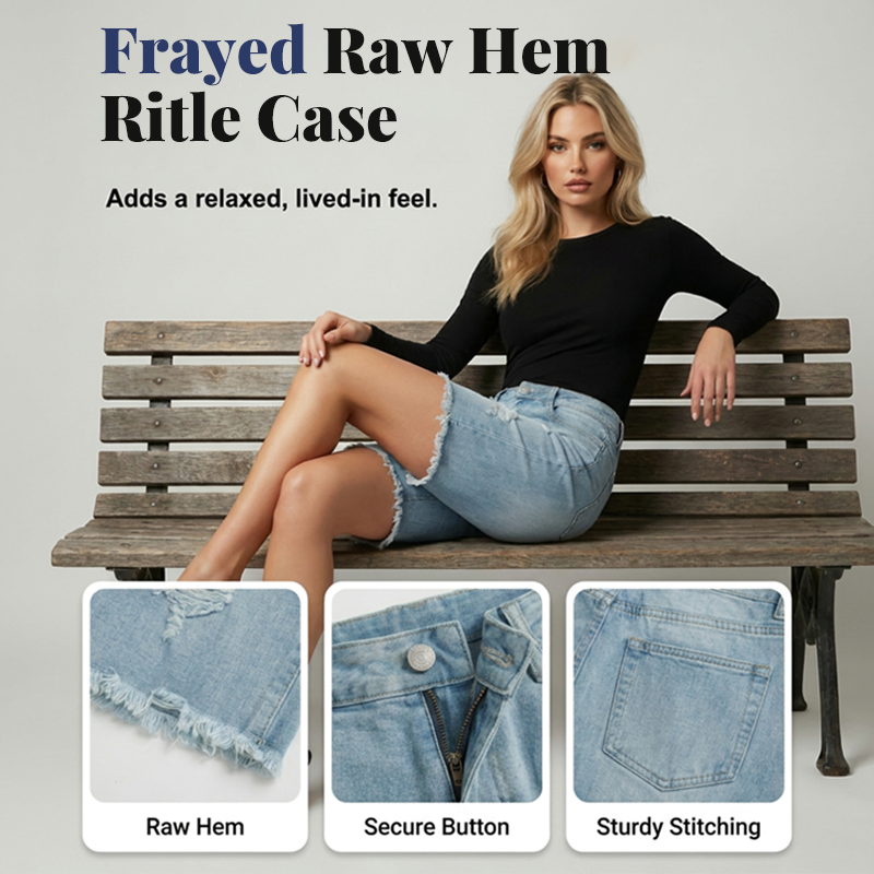 ✨ Women's High-Waisted Ripped Denim Shorts – Distressed, Cropped, Casual 🍁