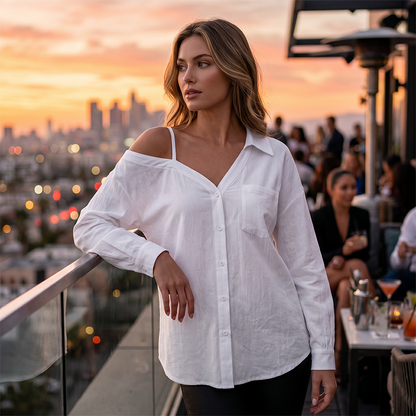 ⏳Time-Limited Special⏰Women's Casual Off-Shoulder Button-Down Shirt