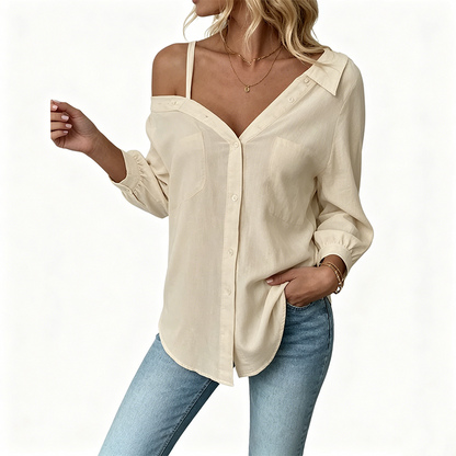 ⏳Time-Limited Special⏰Women's Casual Off-Shoulder Button-Down Shirt