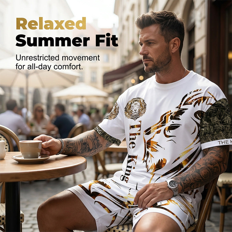 Men's Lion Graphic Set – Bold, Breathable, Urban Cool
