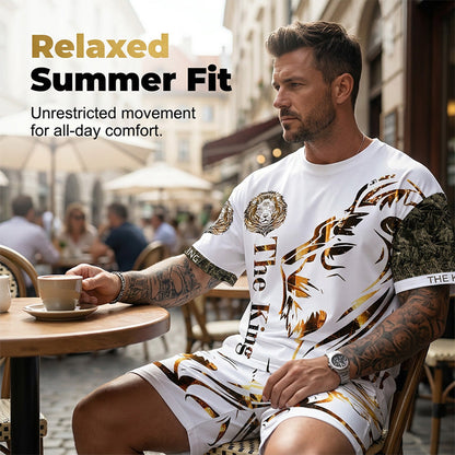 Men's Lion Graphic Set – Bold, Breathable, Urban Cool