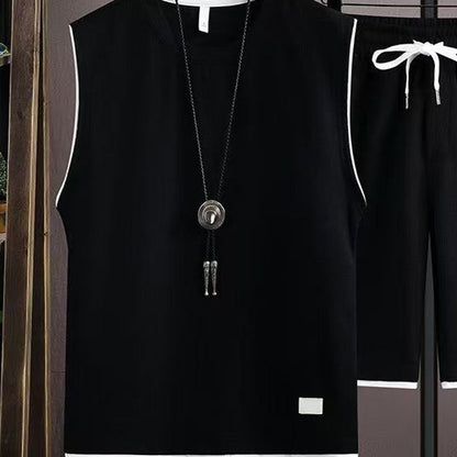 ✨ Men’s Minimalist Tank & Shorts Set – Waffle Knit, Drawstring Waist, Coordinated 🌿