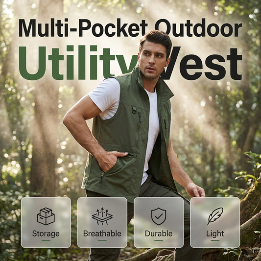 👷‍♂️💨Men's Breathable Mesh-Lined Work Vest | Multiple Pockets Utility Working Waistcoat