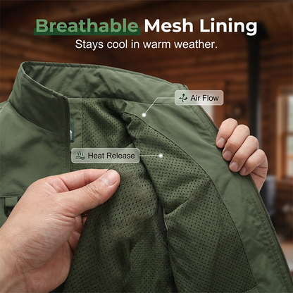 👷‍♂️💨Men's Breathable Mesh-Lined Work Vest | Multiple Pockets Utility Working Waistcoat