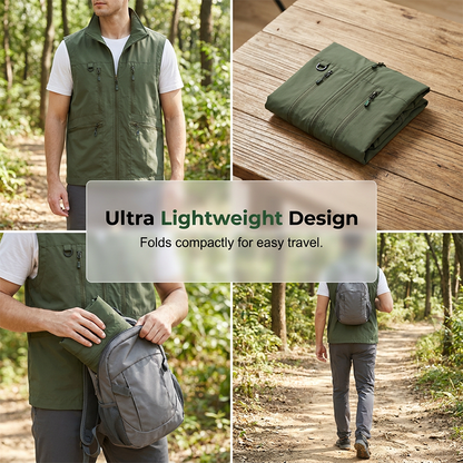 👷‍♂️💨Men's Breathable Mesh-Lined Work Vest | Multiple Pockets Utility Working Waistcoat