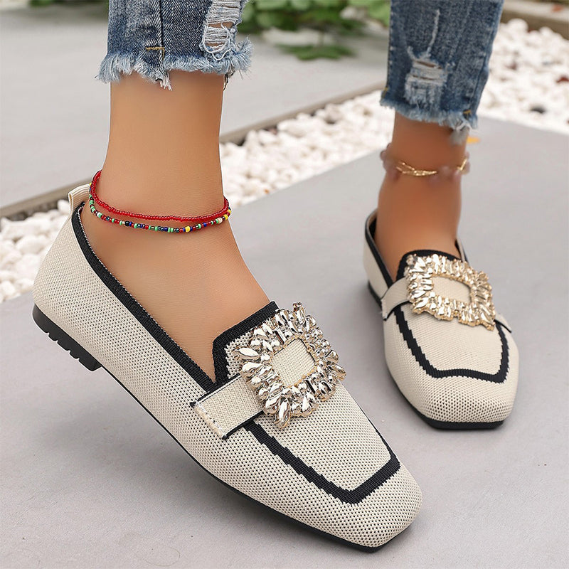 Square Toe Breathable Flat Shoes