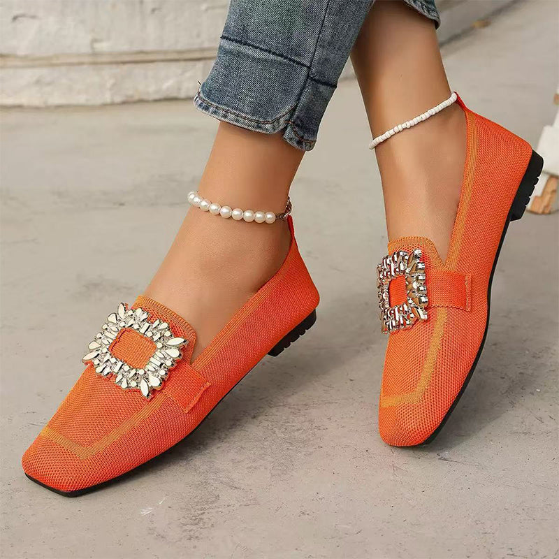 Square Toe Breathable Flat Shoes