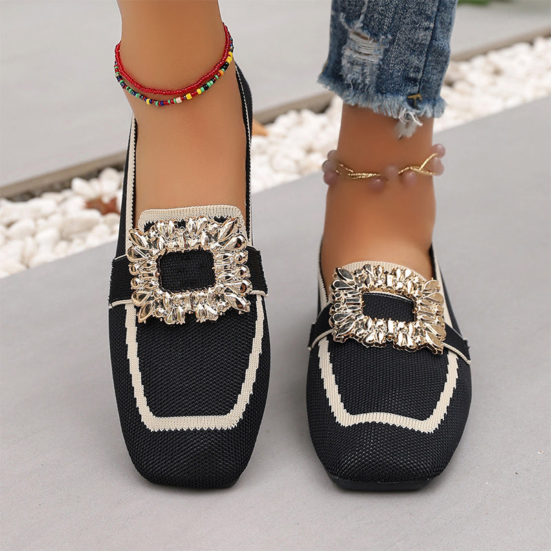 Square Toe Breathable Flat Shoes