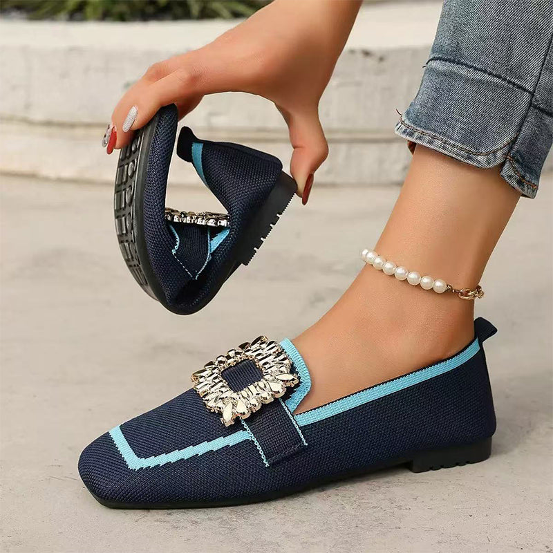 Square Toe Breathable Flat Shoes