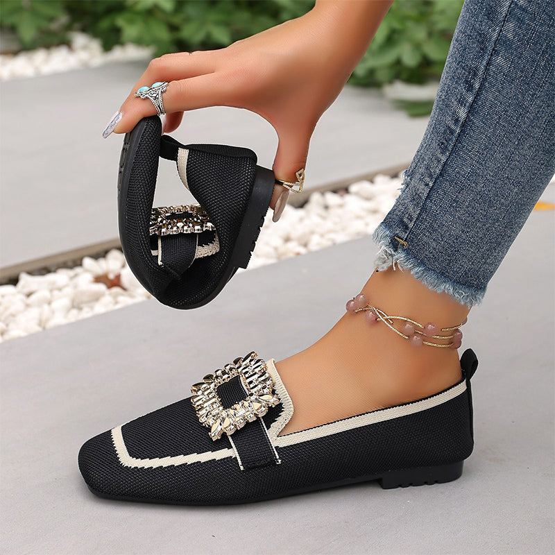 Square Toe Breathable Flat Shoes
