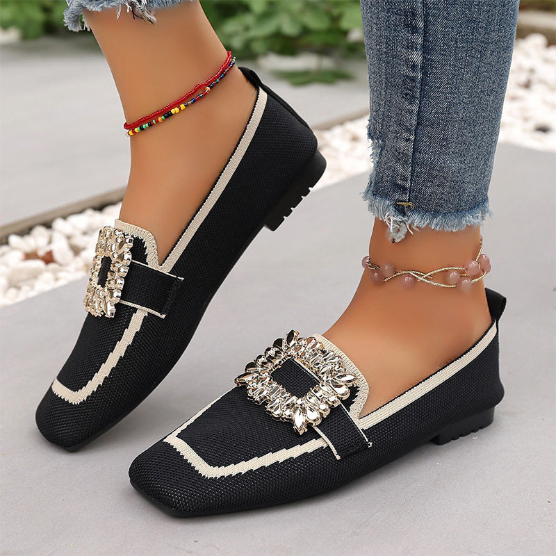 Square Toe Breathable Flat Shoes