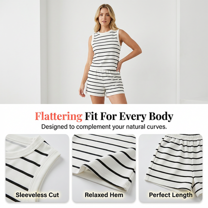 🔥Women's Striped Sleeveless Top & Shorts Set