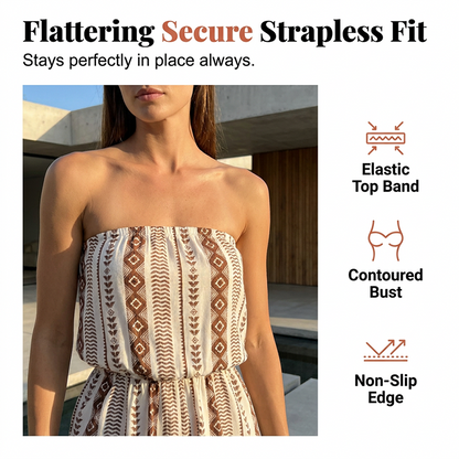 Women's Printed Strapless 2-Piece Set