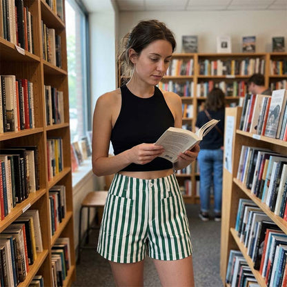 Women's Summer High-Waisted Stripe Shorts