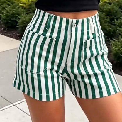 Women's Summer High-Waisted Stripe Shorts