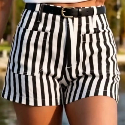 Women's Summer High-Waisted Stripe Shorts