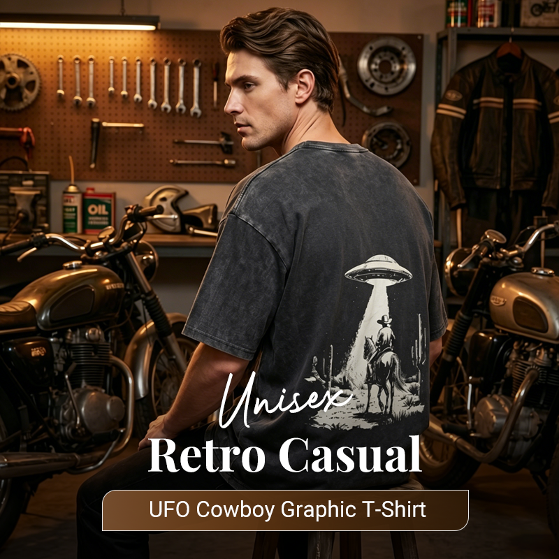 👕 LIMITED-TIME 50% OFF! ✨ Vintage UFO Cowboy Graphic Tee – Retro, Unique, Soft Cotton 🛸